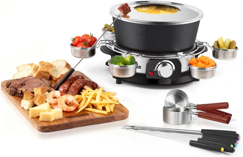 CUSIMAX 1300W Electric Fondue Set,2L Non-stick Pot Ideal for Melting Cheese,Chocolate,Oil,or Broth,Includes 8 Forks, 6 Food Cups,Removable Handle,and Measuring Cup for Enjoying Fondue Pot Parties - Image 1